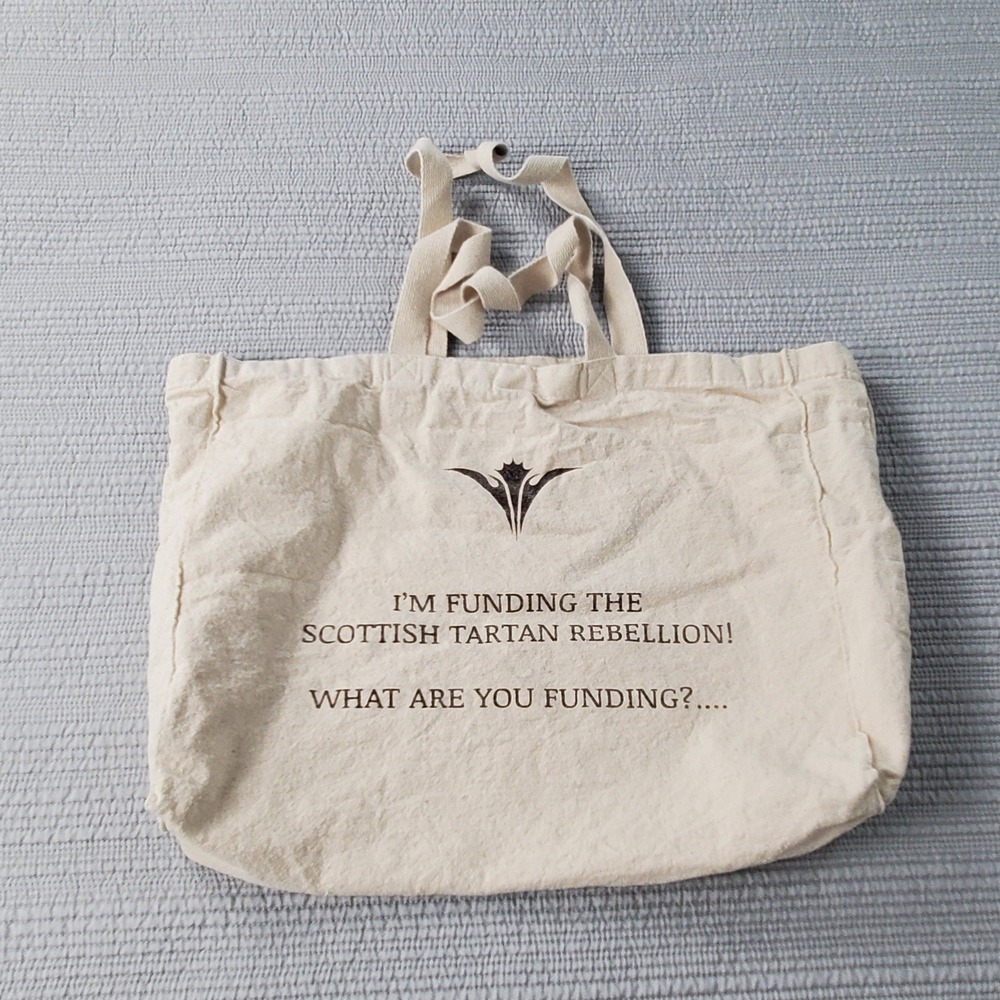 Prickly Thistle Scottish Tartan Rebellion Canvas Tote Bag Cream Graphic Shopper
